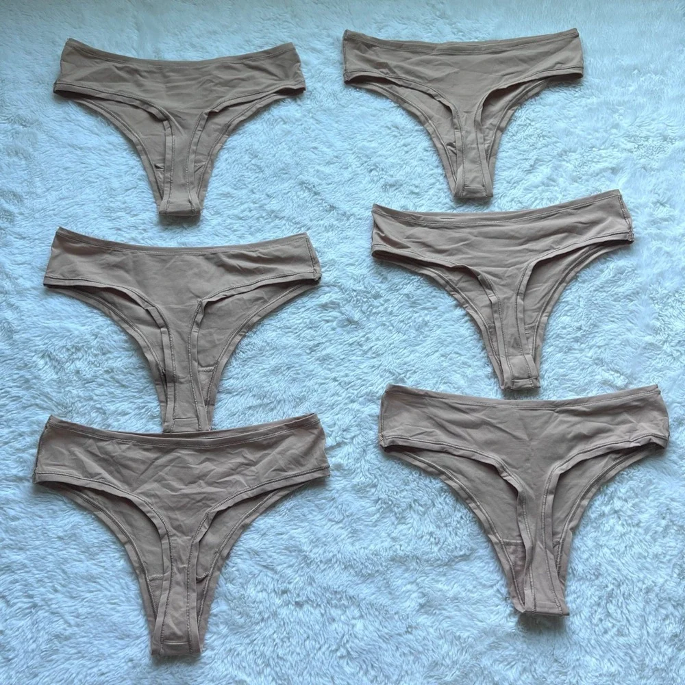 Quince Womens Seamless Thong Underwear Bundle 6 Pack Tan Nude Small CMSL001 NEW